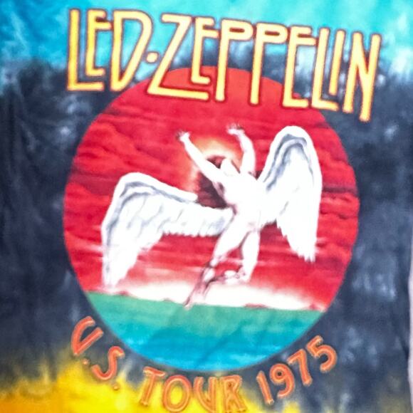 LED ZEPPELIN 1975 VINTAGE Tie Dye BOLD - SS Tee Shirt ICARUS Logo ✅Measurements - Picture 2 of 8
